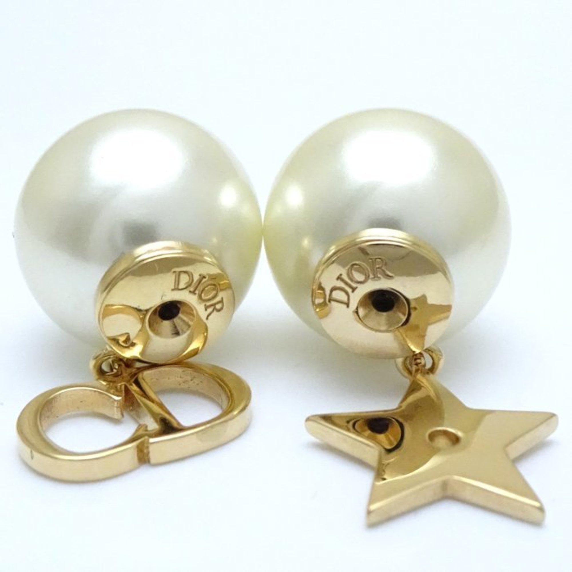 Christian Dior Tribal Earrings with CD Logo and Star GP Gold Plated 293055