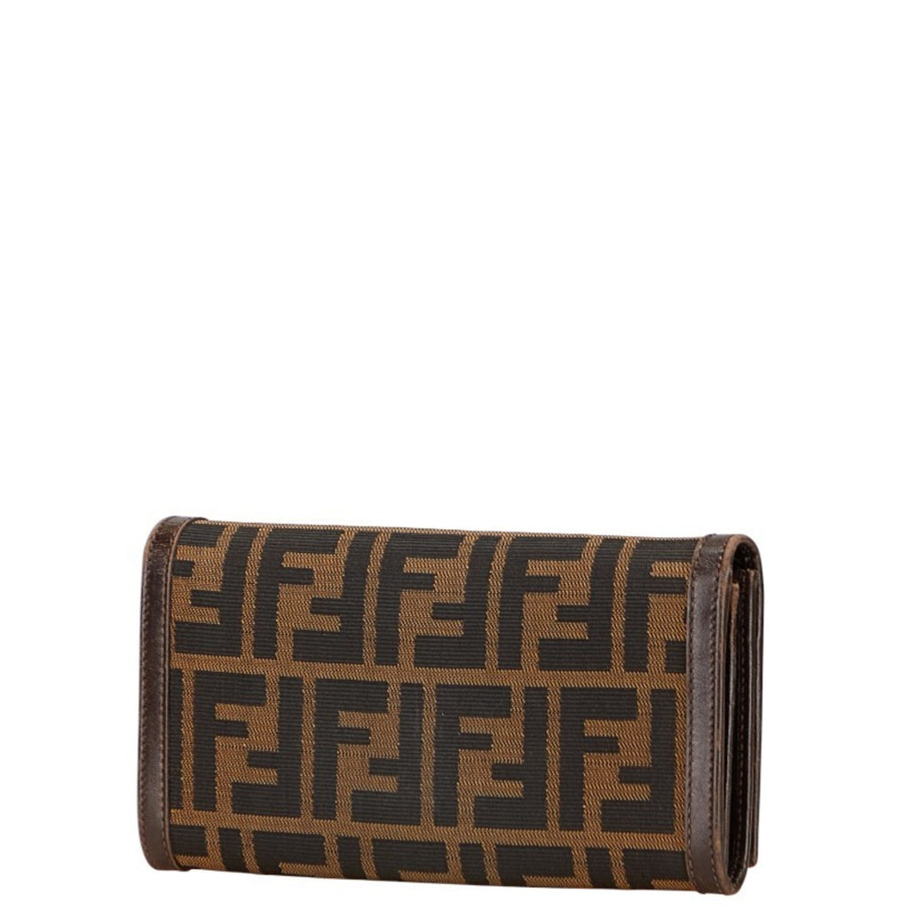 Fendi Zucca Long Wallet 30851 Brown Black Canvas Leather Women's FENDI