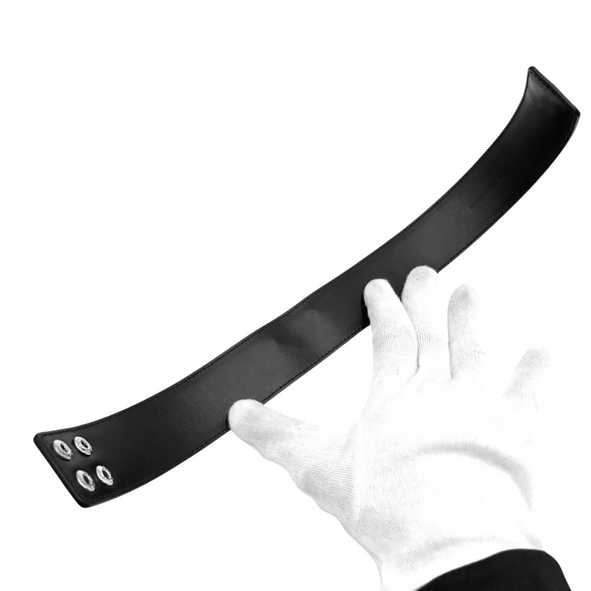 Prada choker for women, triangle logo accessory, PRADA leather, 2IC046, black, white, silver hardware — Like New