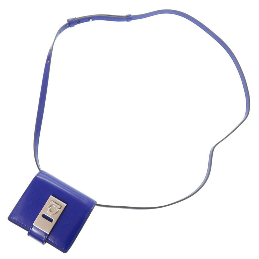 Salvatore Ferragamo Gancini Leather Blue Shoulder Bag 1437 — Like New