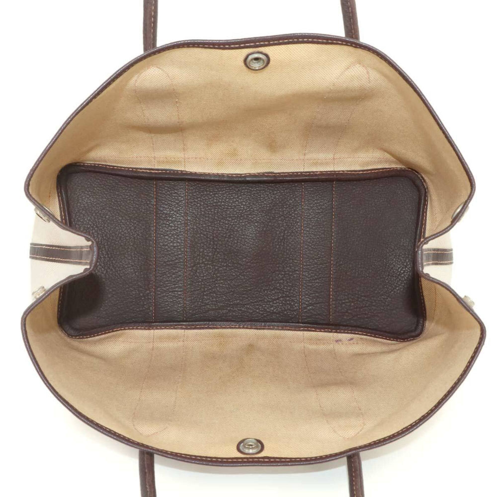 Hermes Garden 36 PM Tote Handbag, Toile H Leather, Natural Marron, □G Stamp, Silver Hardware, Party — Like New