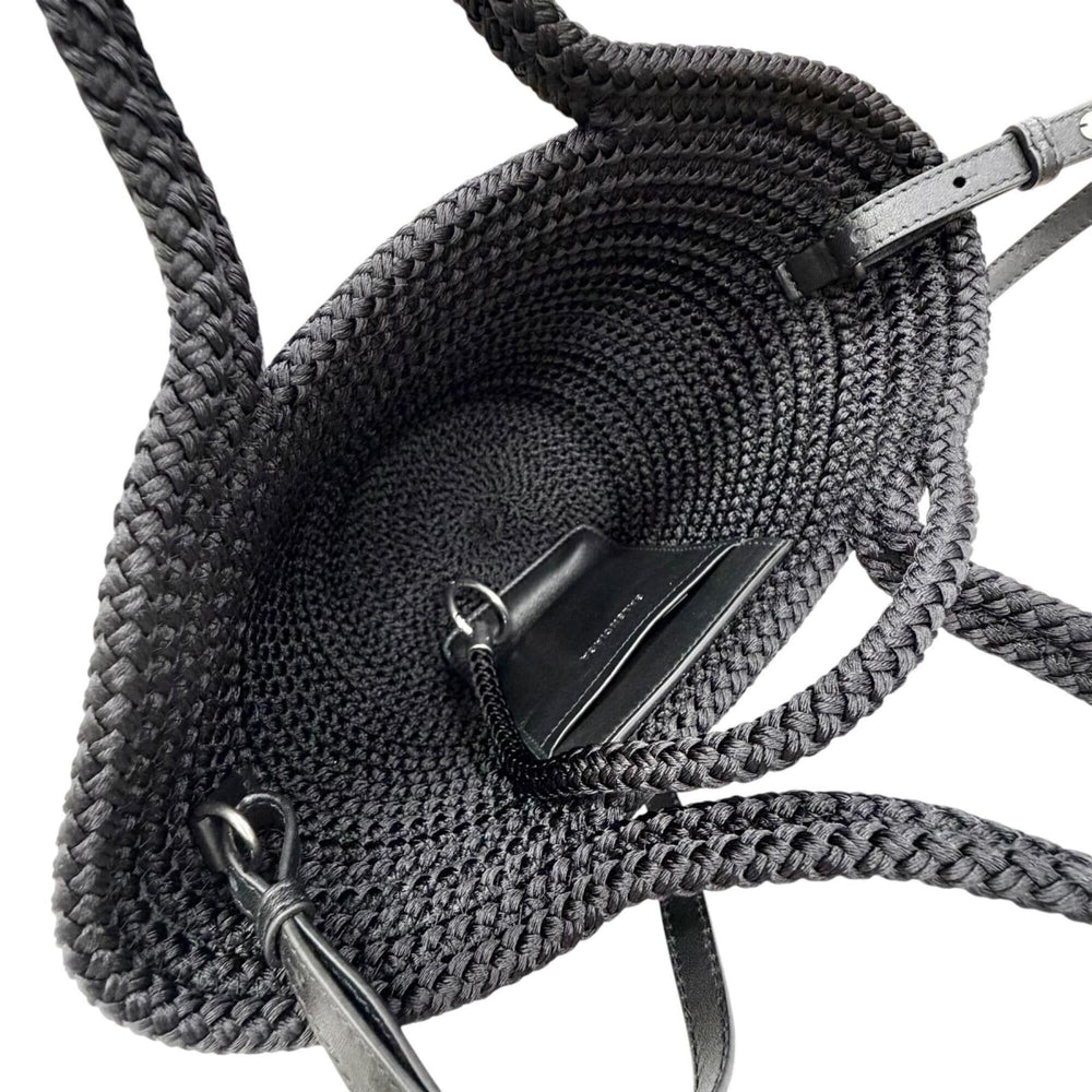 BALENCIAGA 695612 Ibiza Small Strap Logo 2-Way Basket Bag Summer Handbag Shoulder Black Made in Italy Women's with Dust — Like New