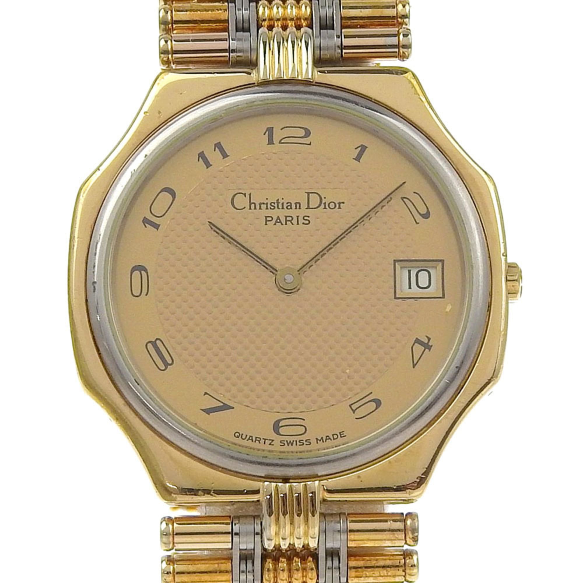 Christian Dior Date Watch 45.15.01 Gold-Plated Quartz Analog Display Gold Dial Men's — Good