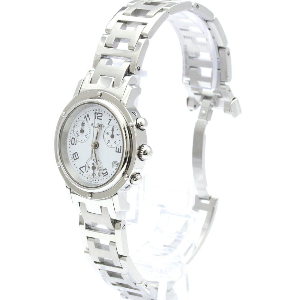 HERMES Clipper Chronograph Steel Quartz Ladies Watch CL1.310 Polished — Very Good