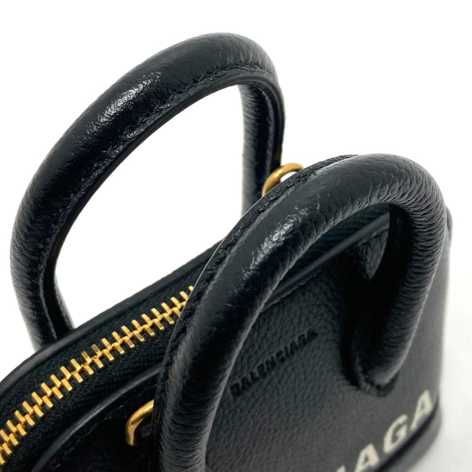 Balenciaga 639756 logo Bag 2WAY Hand Bag Shoulder Bag Black GoldHardware — Like New