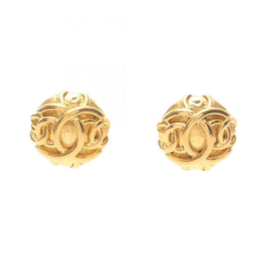 CHANEL Coco Mark Earrings, Gold Plated, Women's