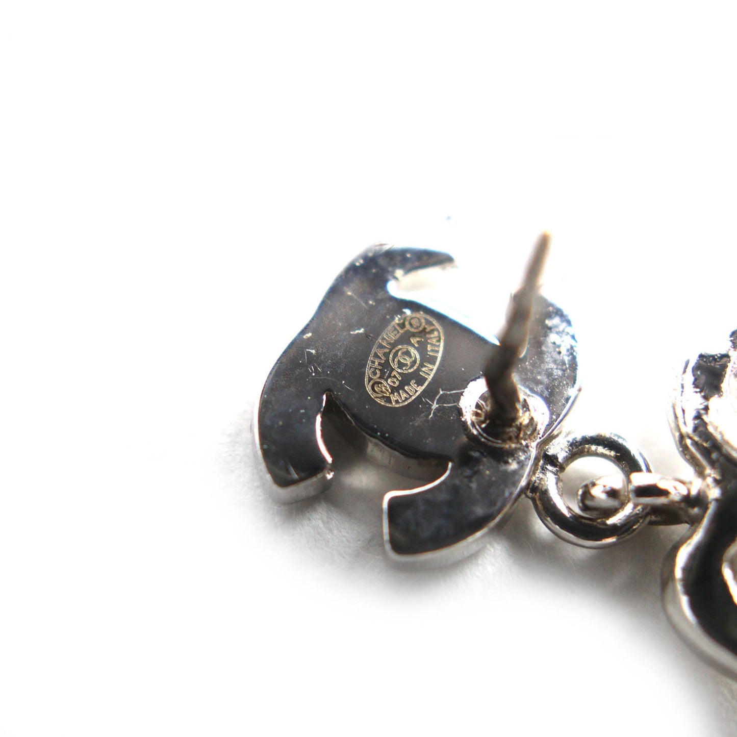 CHANEL 07A Coco Mark Camellia Swing Earrings (Binaural) Silver with Box, Made in Italy, Women's, Cute and Stylish