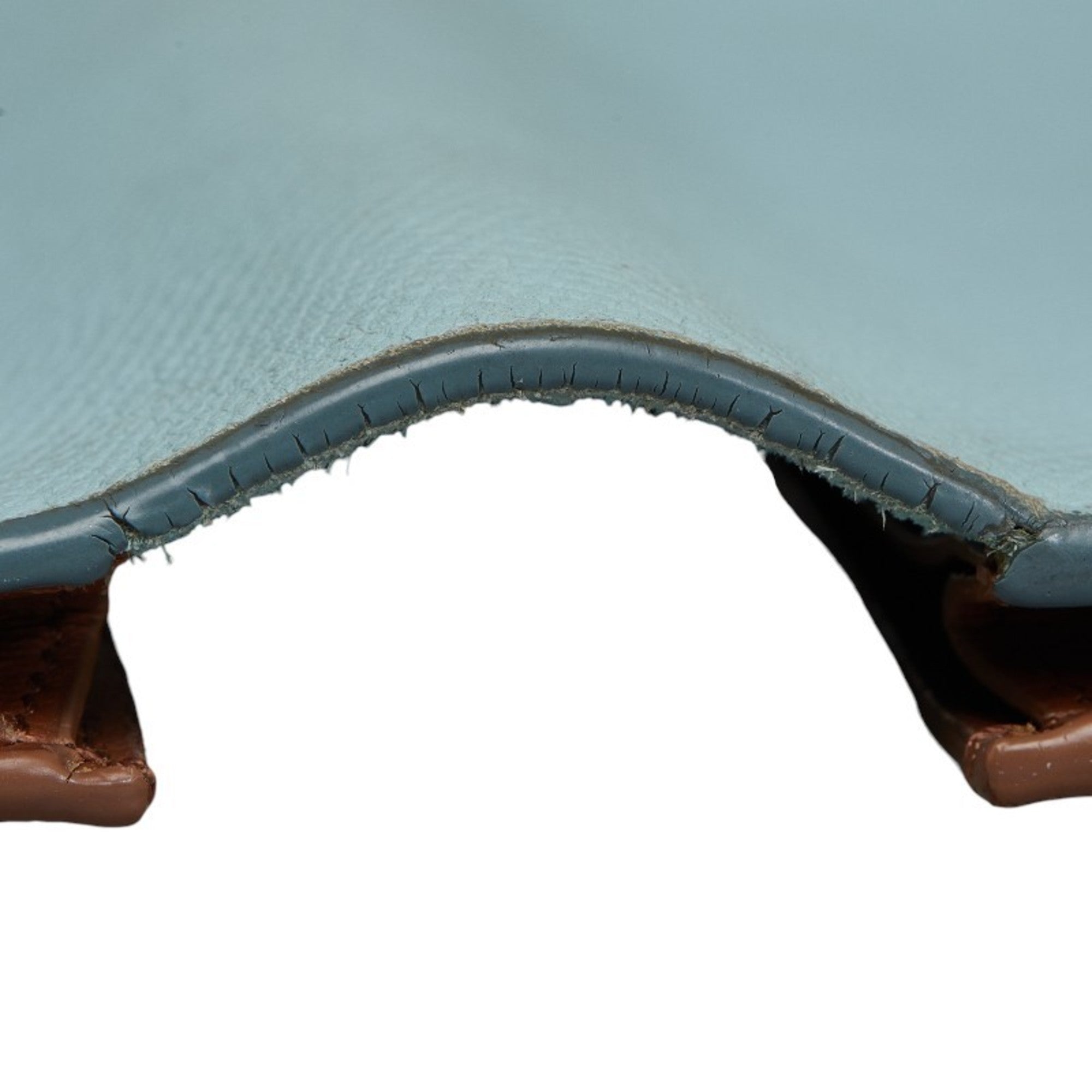 CELINE Bi-fold Wallet Blue Brown Leather Women's