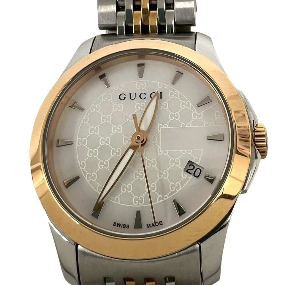 GUCCI GG Logo Stainless Steel Quartz Wristwatch, Silver, 32380 — Good