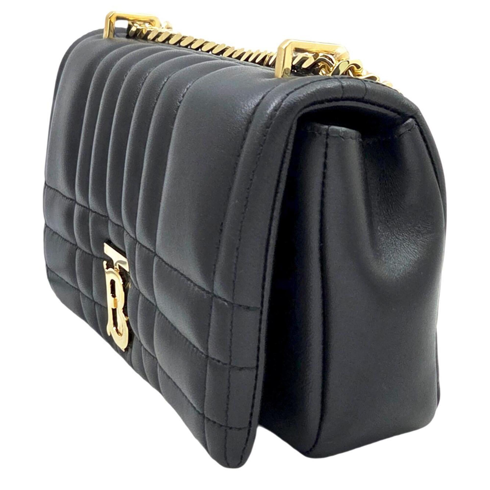 BURBERRY LOLA Shoulder Bag in Black Leather with Chain Strap for Men and Women