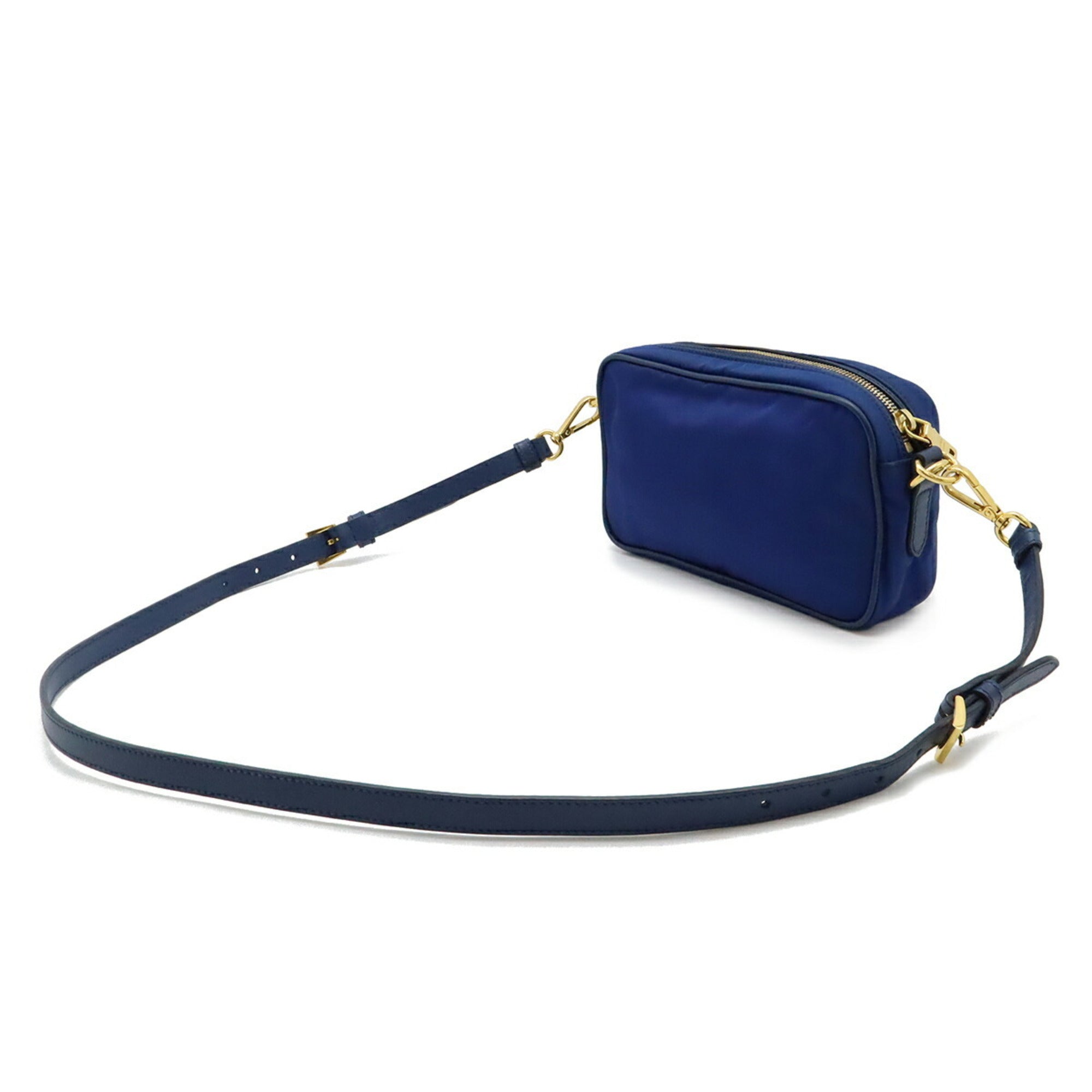 PRADA Prada Triangle Shoulder Bag Pouch Nylon Leather Blue BT0773
