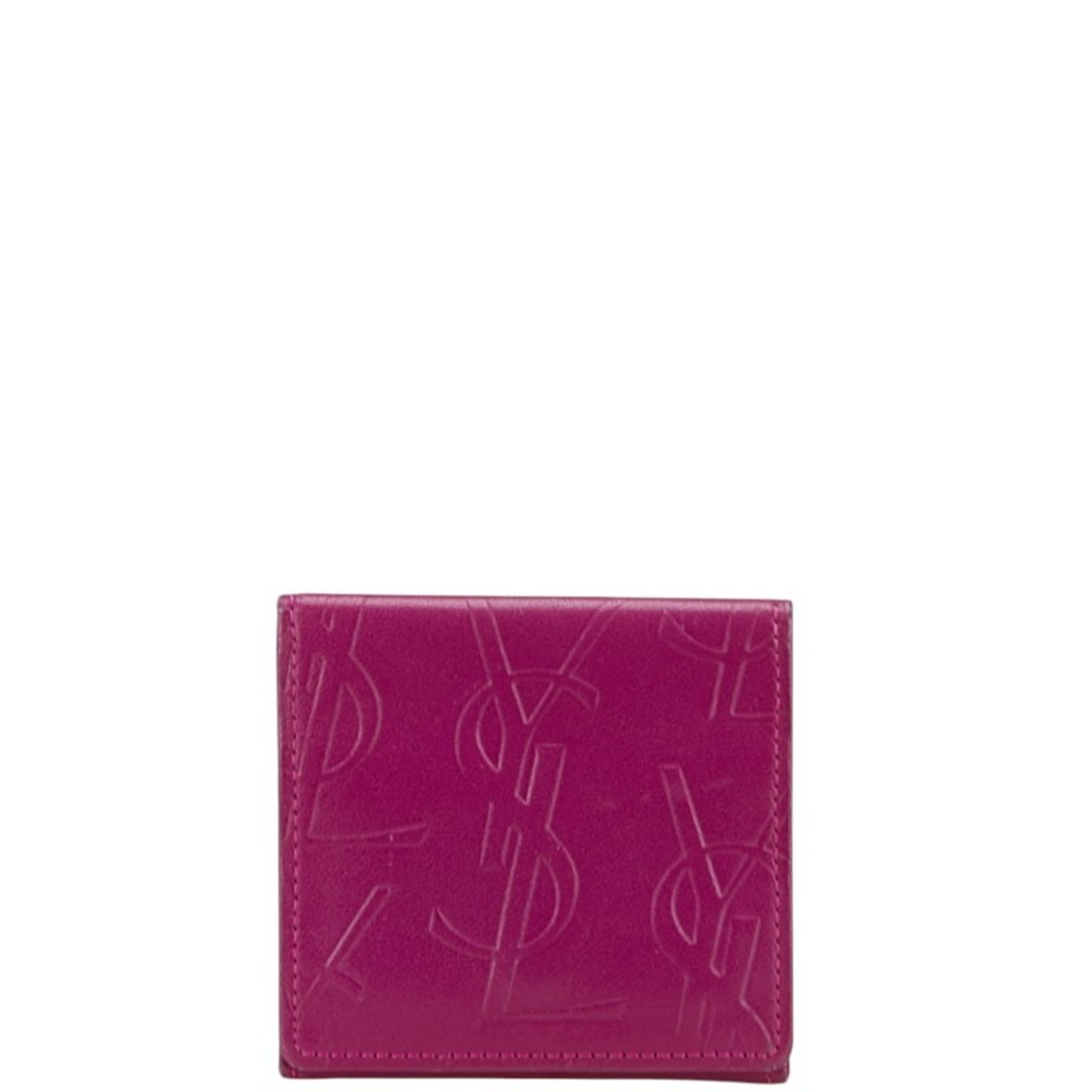 Saint Laurent YSL logo wallet/coin case, purple leather, women's, SAINT LAURENT