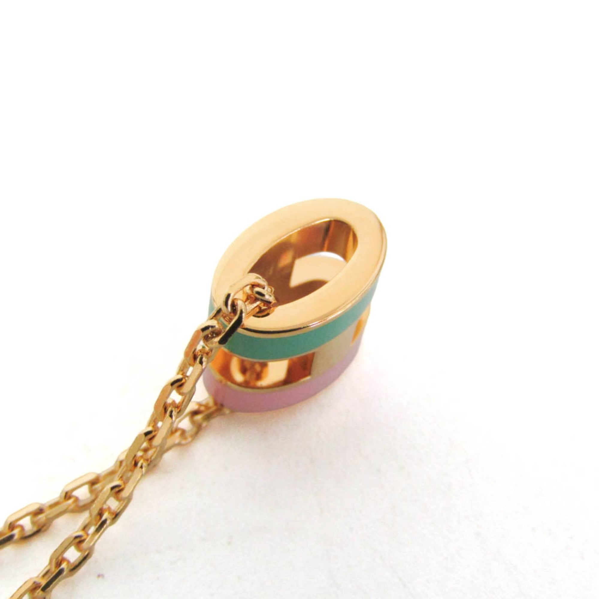 Hermes Pop H Mini Metal Men,Women Fashion Pendant Necklace (Green,Pink) — Like New