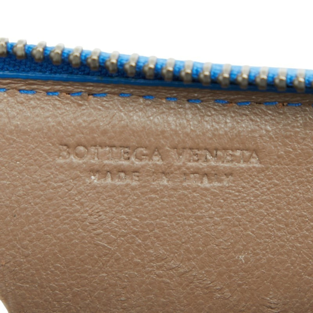 Bottega Veneta Intrecciato Wallet/Coin Purse Blue Leather Women's BOTTEGAVENETA