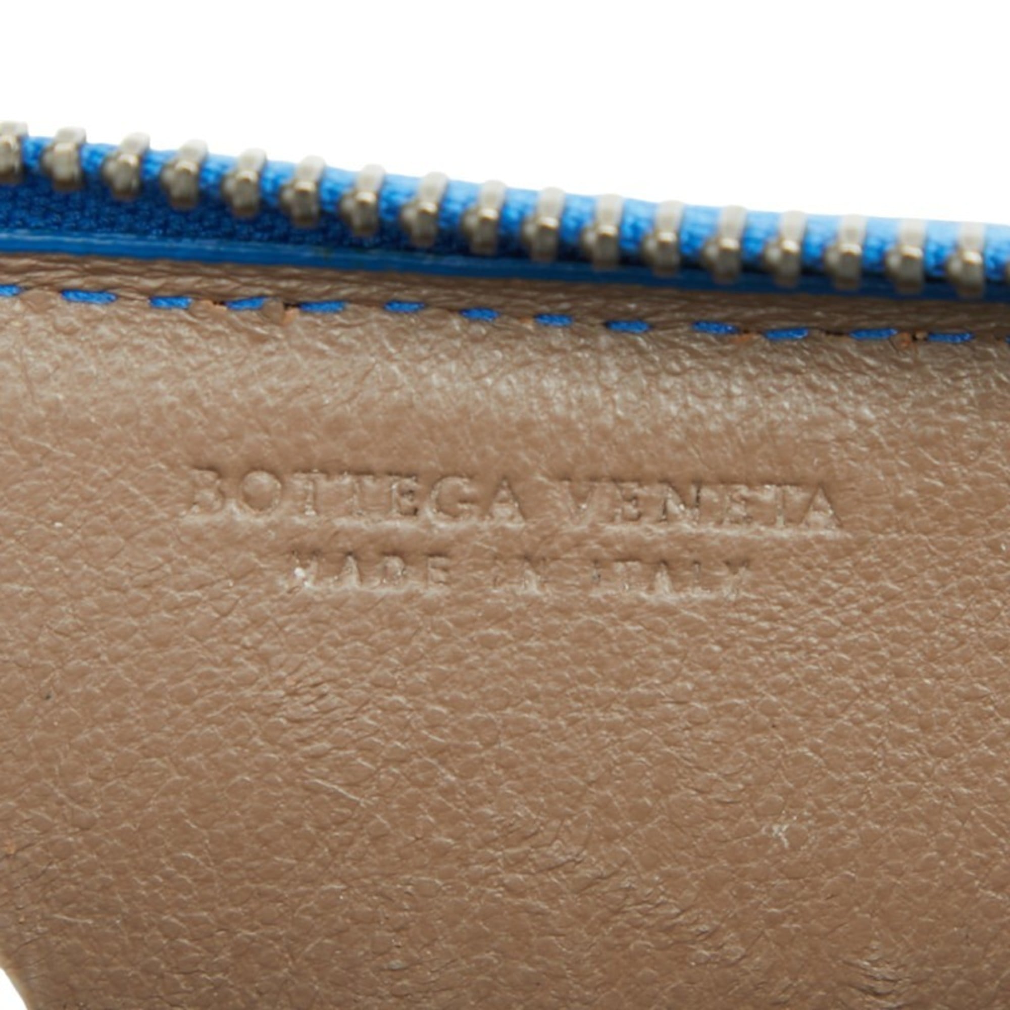 Bottega Veneta Intrecciato Wallet/Coin Purse Blue Leather Women's BOTTEGAVENETA