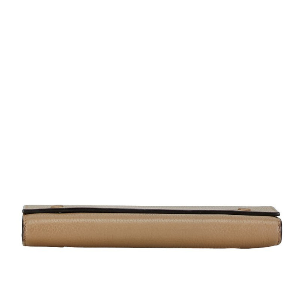 CELINE Large Flap Wallet SPG5125 Beige Leather Women's