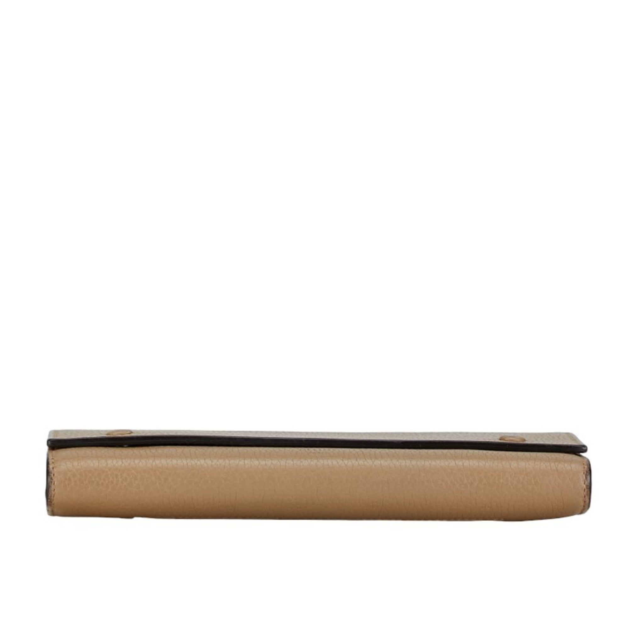 CELINE Large Flap Wallet SPG5125 Beige Leather Women's