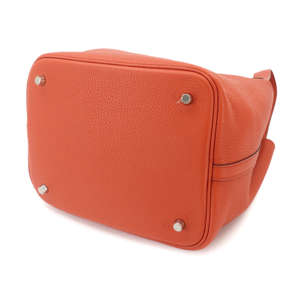 Piko Hermes Picotin Lock 22 MM Handbag, Taurillon Clemence Leather, Terre Batue, X Stamp, Silver Hardware — New - Store Return