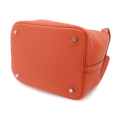Piko Hermes Picotin Lock 22 MM Handbag, Taurillon Clemence Leather, Terre Batue, X Stamp, Silver Hardware — New - Store Return