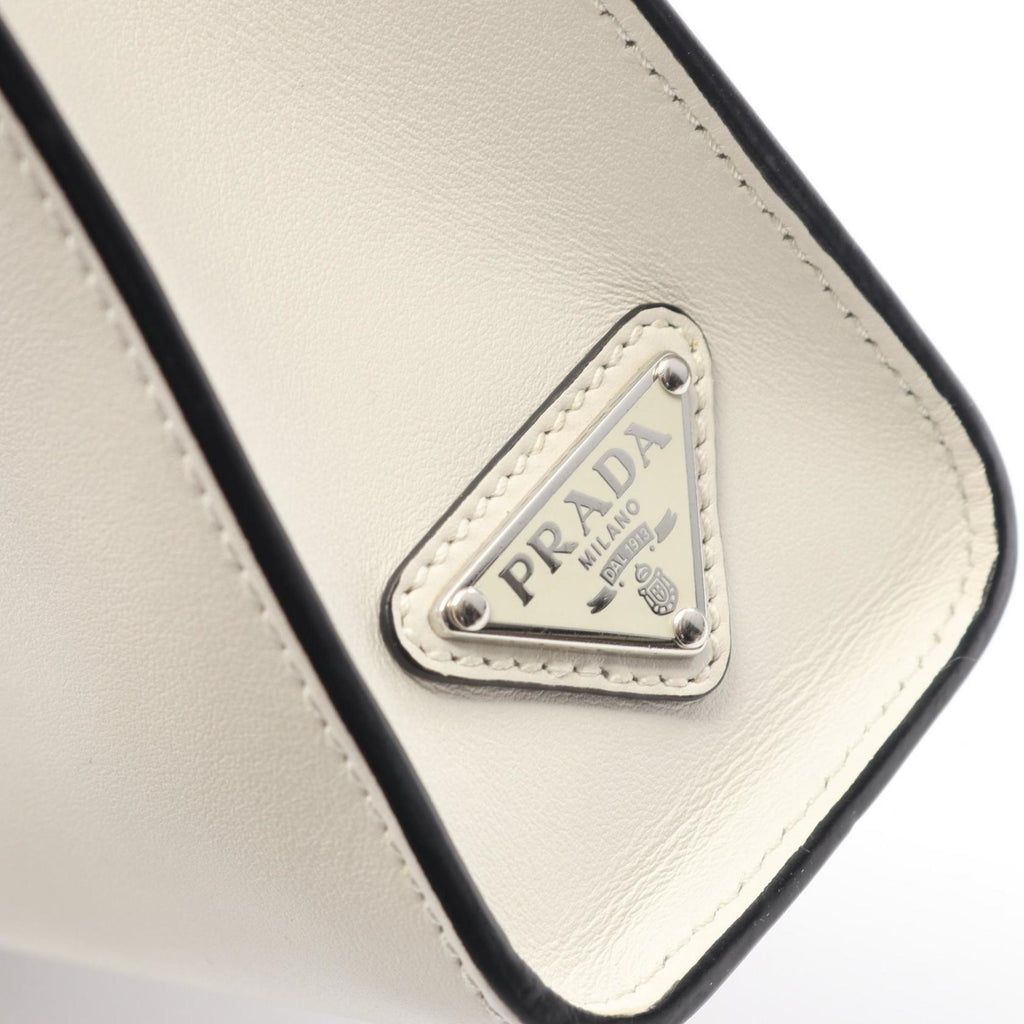 Prada embossed logo handbag, leather, women's, white, 1BA333