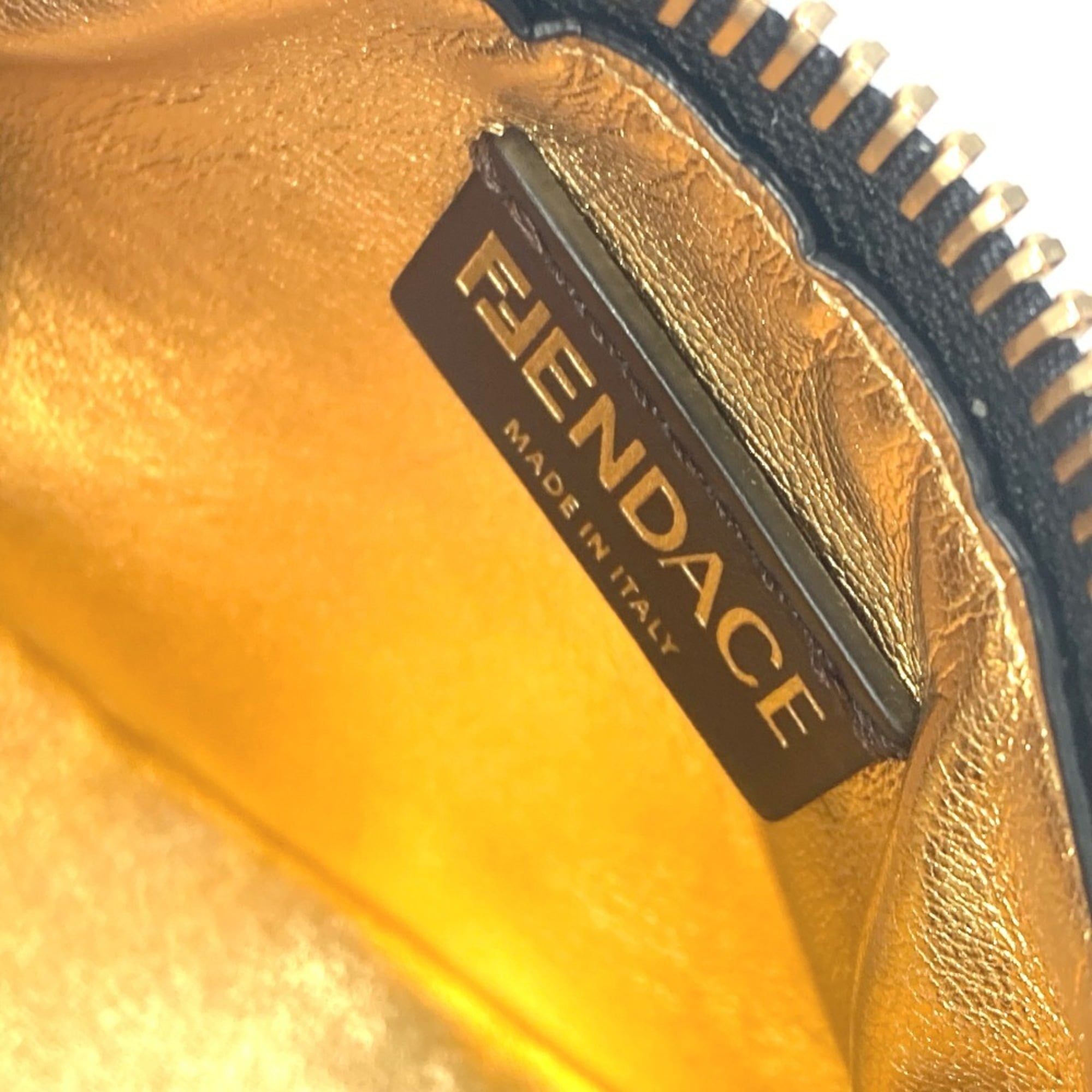 FENDI 7AS089 Nano Fendigraphy Fendace Versace Pouch Clutch Bag Handbag Nylon Leather Women's Yellow — Like New