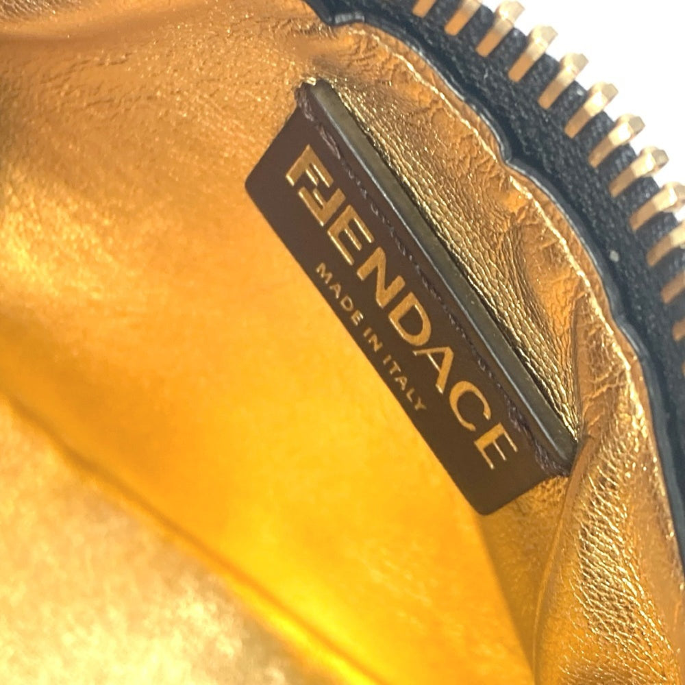 FENDI 7AS089 Nano Fendigraphy Fendace Versace Pouch Clutch Bag Handbag Nylon Leather Women's Yellow — Like New