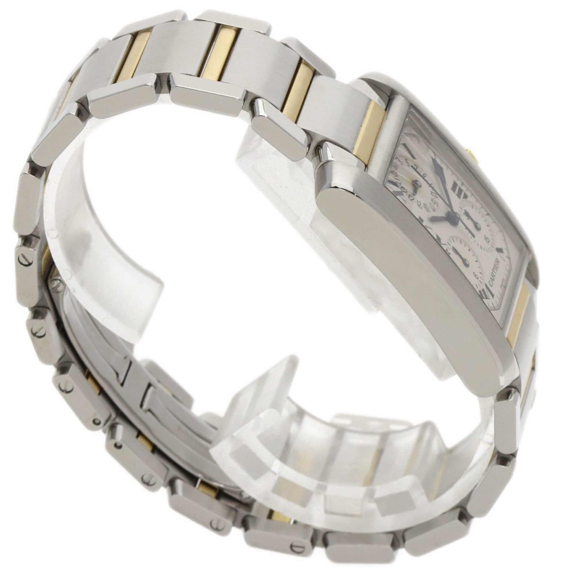 Cartier Tank Française Chrono Reflex W51004Q4 Men's Stainless Steel Watch in 18K White Gold