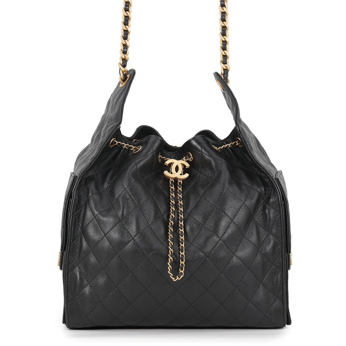 Chanel Chain Shoulder Bag CHANEL25 Medium Coco Mark Matelassé Caviar Skin AS5311 CHANEL Black Handbag Women's — Like New
