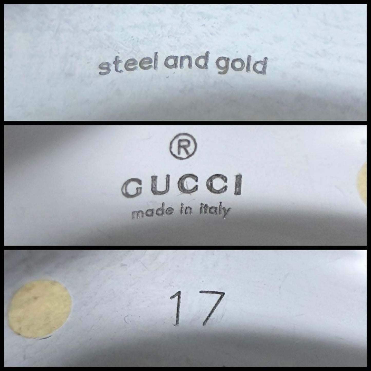 Gucci men's combination ring in stainless steel and gold