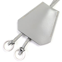 HERMES Vintage Margiela Era Clochette Leather Necklace Pendant Gray □C With Box Made in France Women's — Like New