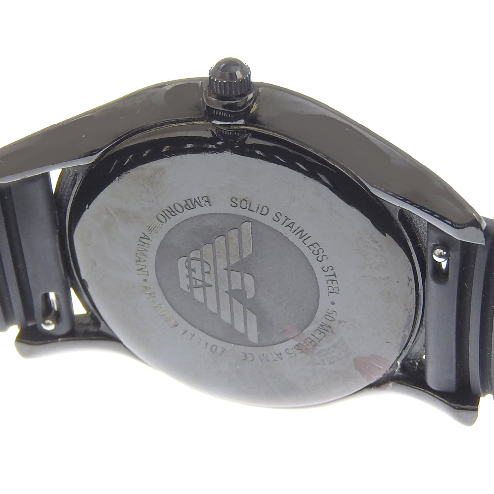 Emporio Armani AR-2059 Men's Watch, Stainless Steel x Rubber, Quartz, Analog, Black Dial — Good