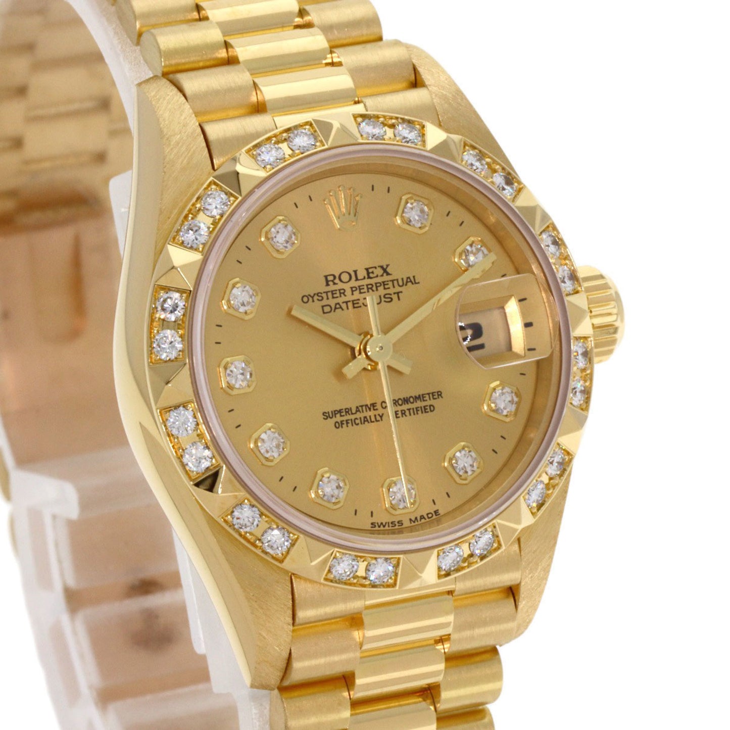 Rolex 69258G Datejust Bezel with 10 Diamonds, 18K Yellow Gold/18KYG/Diamond Women's Watch