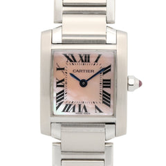 Cartier Tank Française SM Watch, Stainless Steel, Ladies, Pink/Pink Shell, W51028Q3 — Very Good