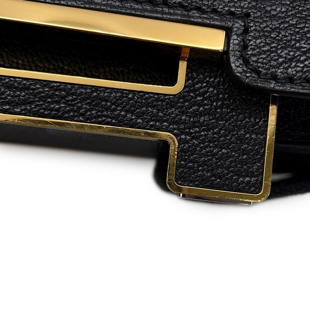 Hermes Shoulder Bag Geta Black Chevre Mysore B Stamp HERMES Handbag — Like New