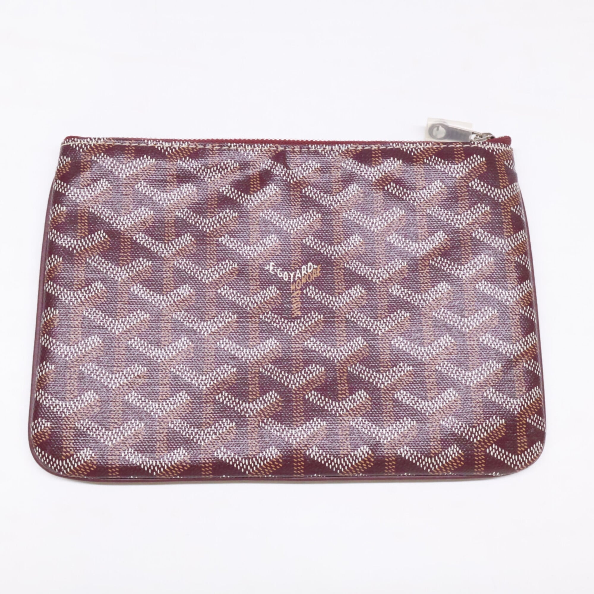 GOYARD Sena PM Clutch Bag Pouch Burgundy Silver Hardware Women's — Like New
