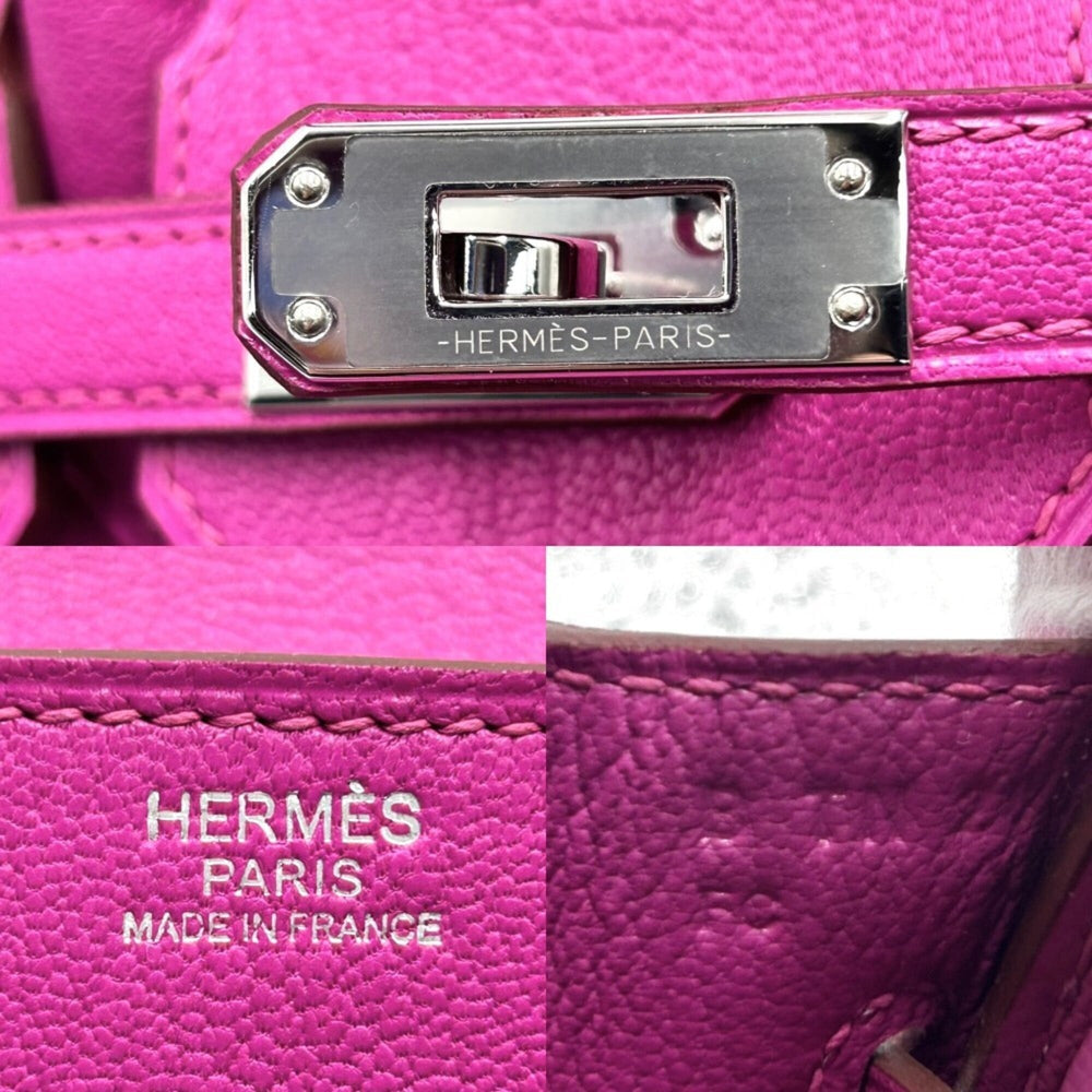 Hermes Birkin 25 handbag for women, with internal stitching, HERMES B stamp, Chevre leather, purple tones, silver hardware, 2023 model — Like New