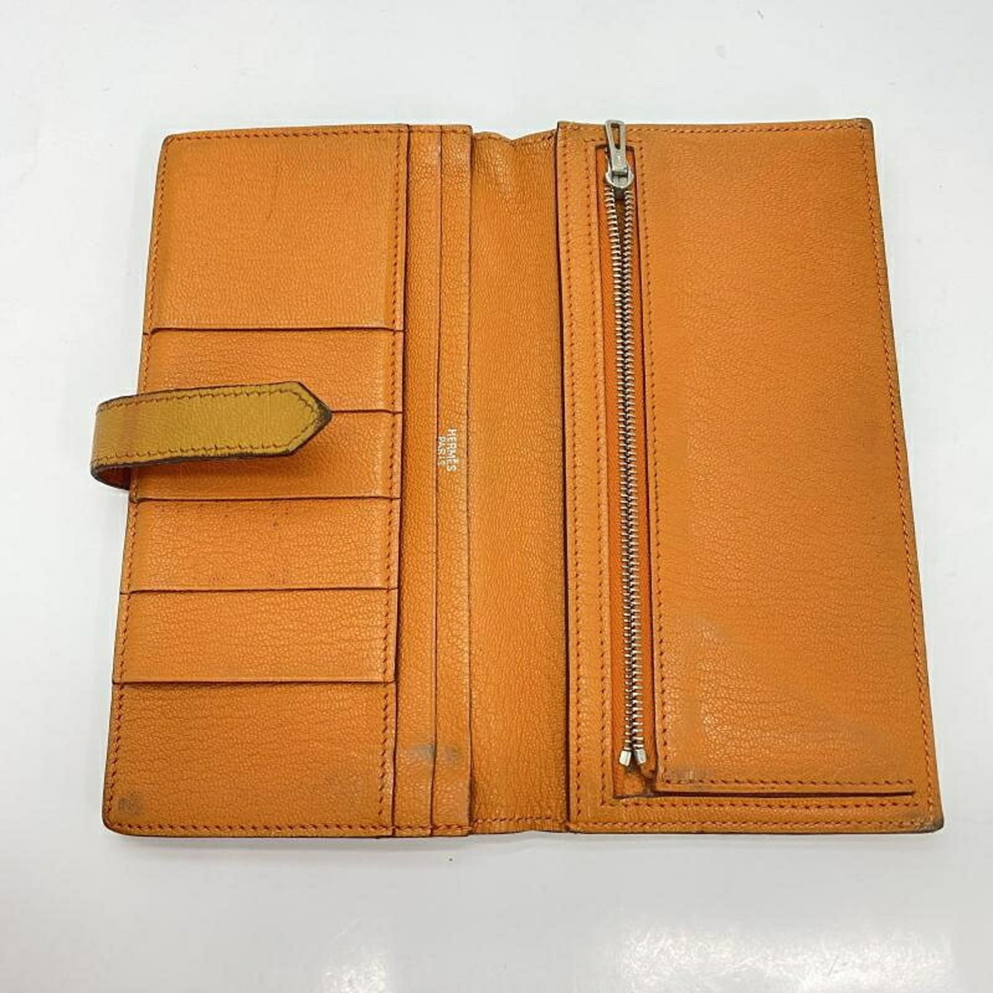 HERMES Bearn Souffle Long Wallet Orange Hermes
