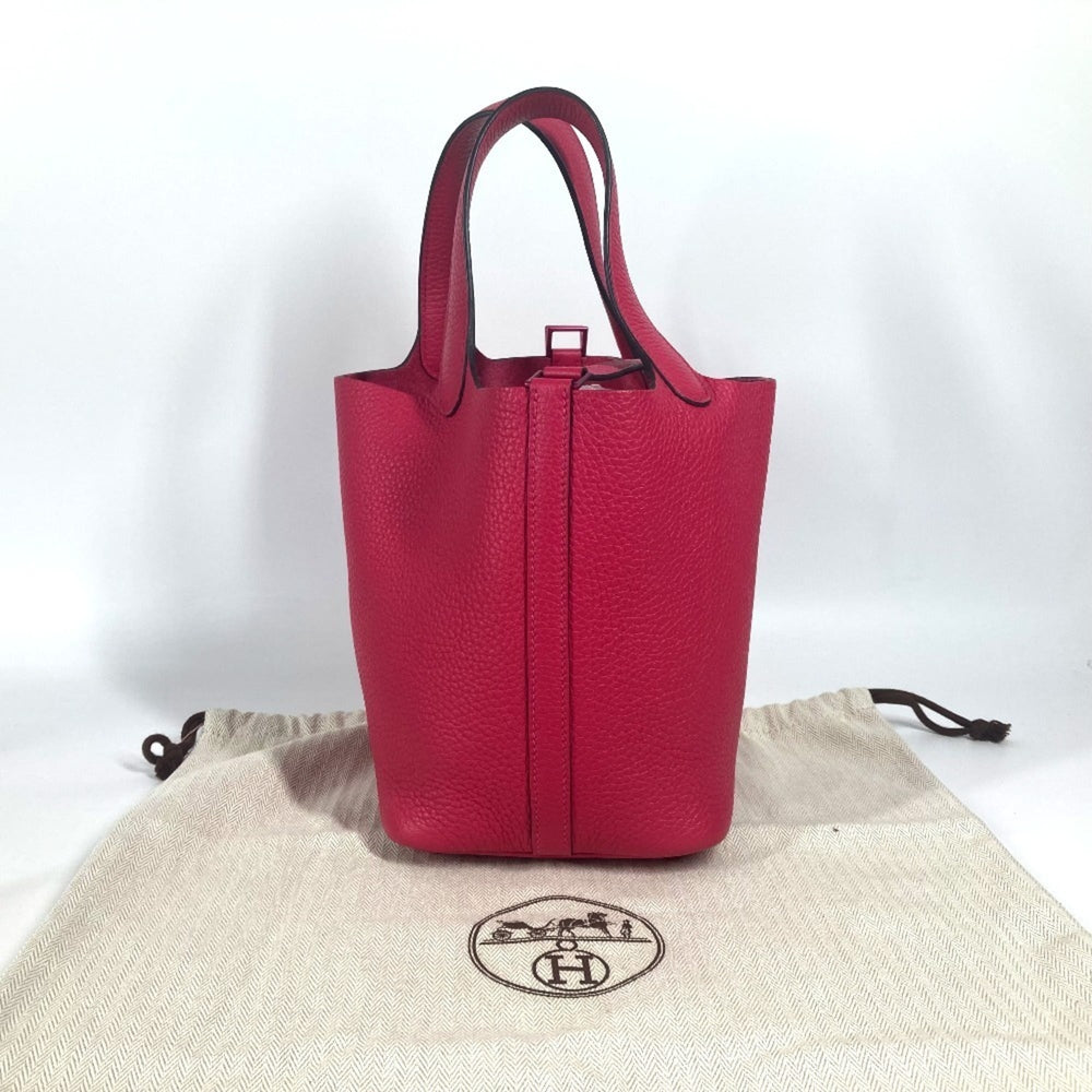 HERMES All Pink Picotin Lock PM 18, Monochrome, PM, Handbag, Taurillon Clemence Leather, Women's, Rose Mexico — Like New