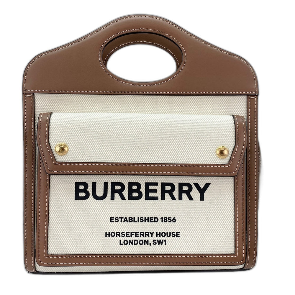 Burberry Mini Pocket Bag 2-Way Handbag Canvas Brown — Like New