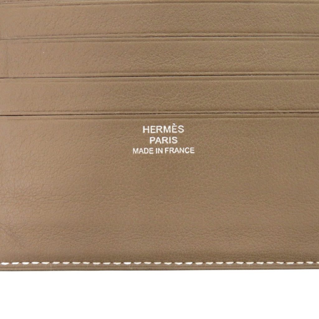 Hermes Excellent condition Hermès MC2 Citizen Twill Compact Swift Leather Etoupe Brown Bi-fold Wallet 1089