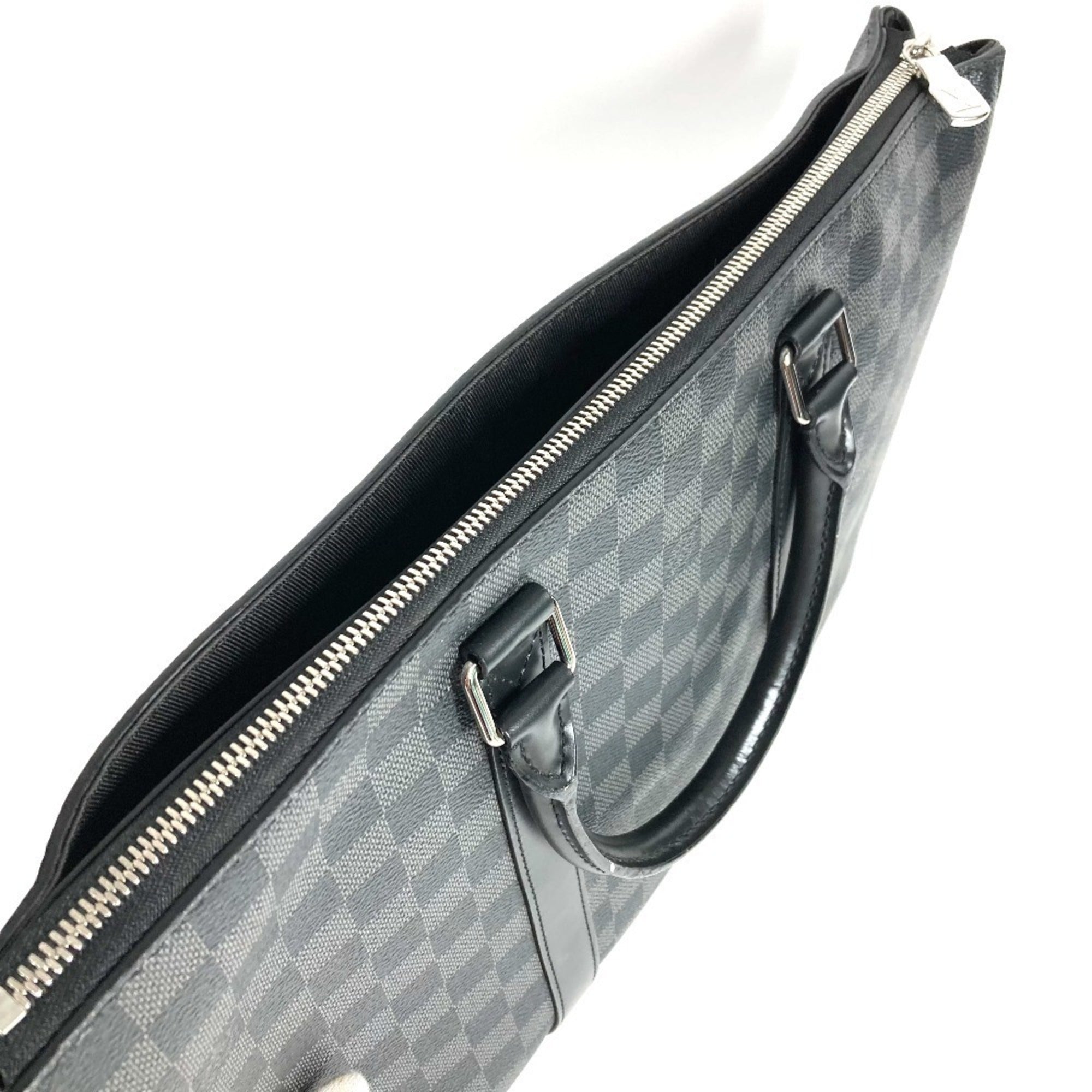 LOUIS VUITTON N40024 Damier Graphite Anton Briefcase, 2-Way Bag, Document Shoulder Handbag, Business Canvas, Black, Men's and Women's