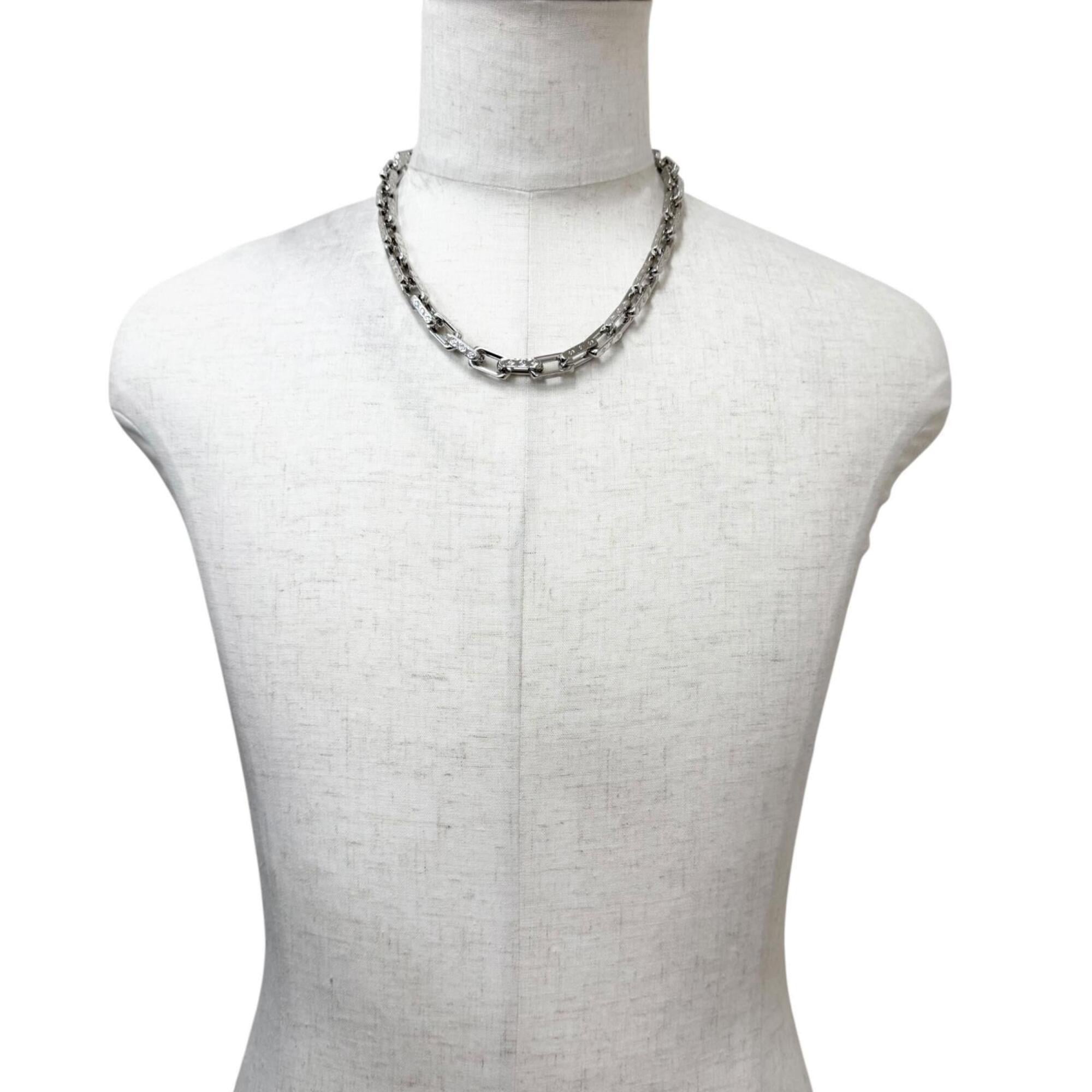 LOUIS VUITTON (Louis Vuitton) 2020 model M64196 Collier Chain Monogram Necklace, Silver, Made in Italy, Men's — Like New