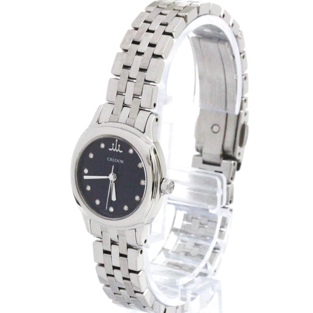 SEIKO Credor Diamond Stainless Steel Quartz Ladies Watch GSAS953(4J81-0AS0) Polished — Very Good