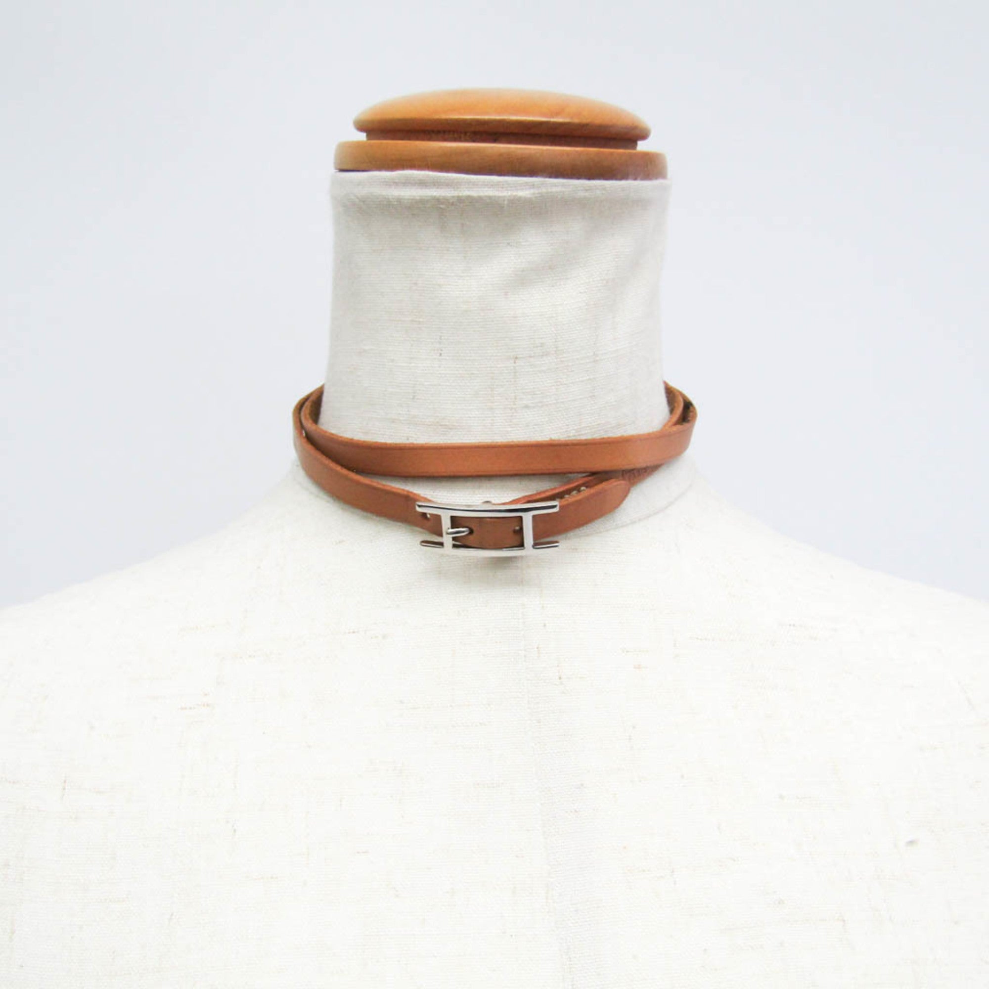 Hermes Hapi Choker Leather,Metal Bangle Black,Silver