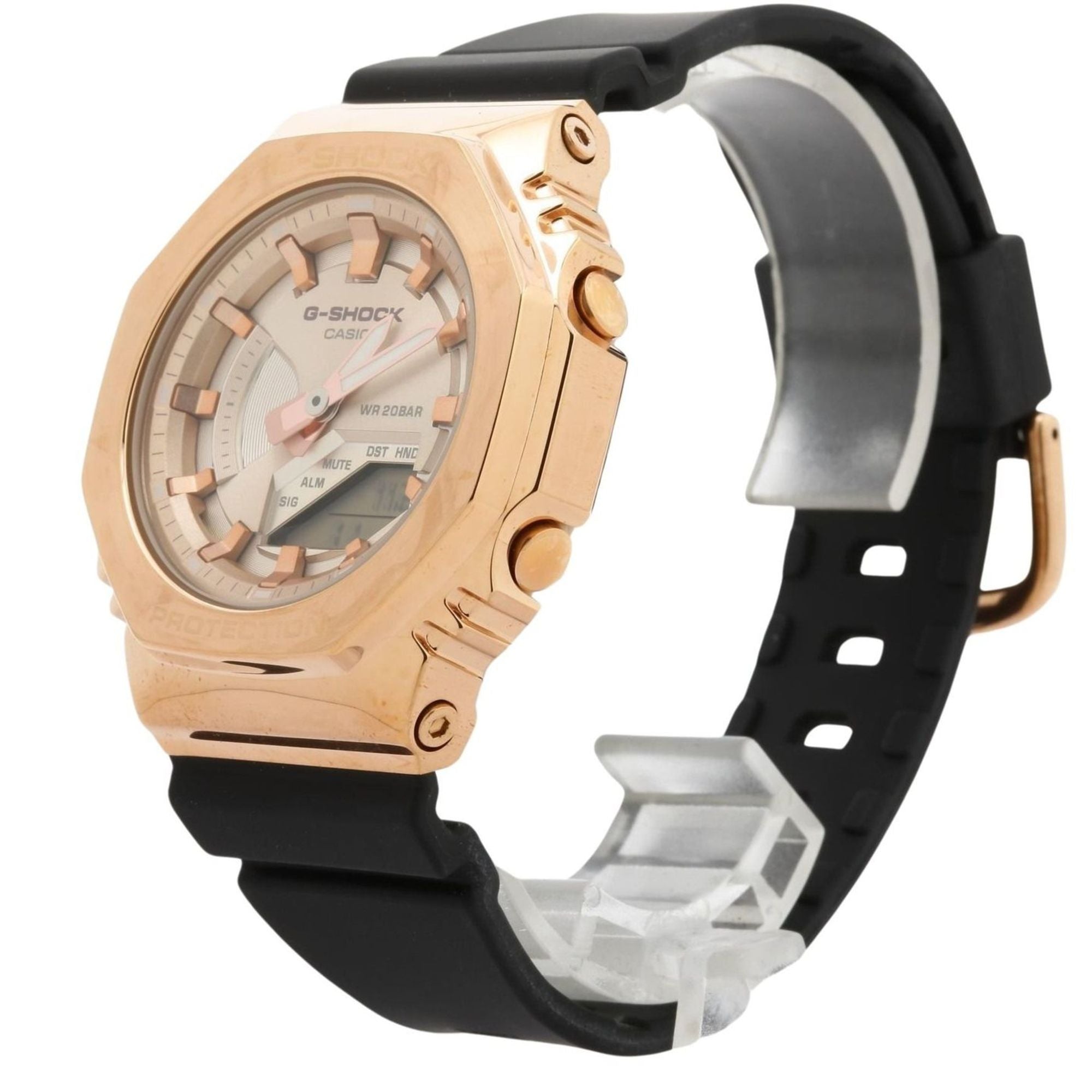CASIO GSHOCK ANALOG DIGITAL WOMEN WATCH GMS2100PG1A4JF Pink Gold Black Resin/SS Women's Analog-Digi — New - Store Return