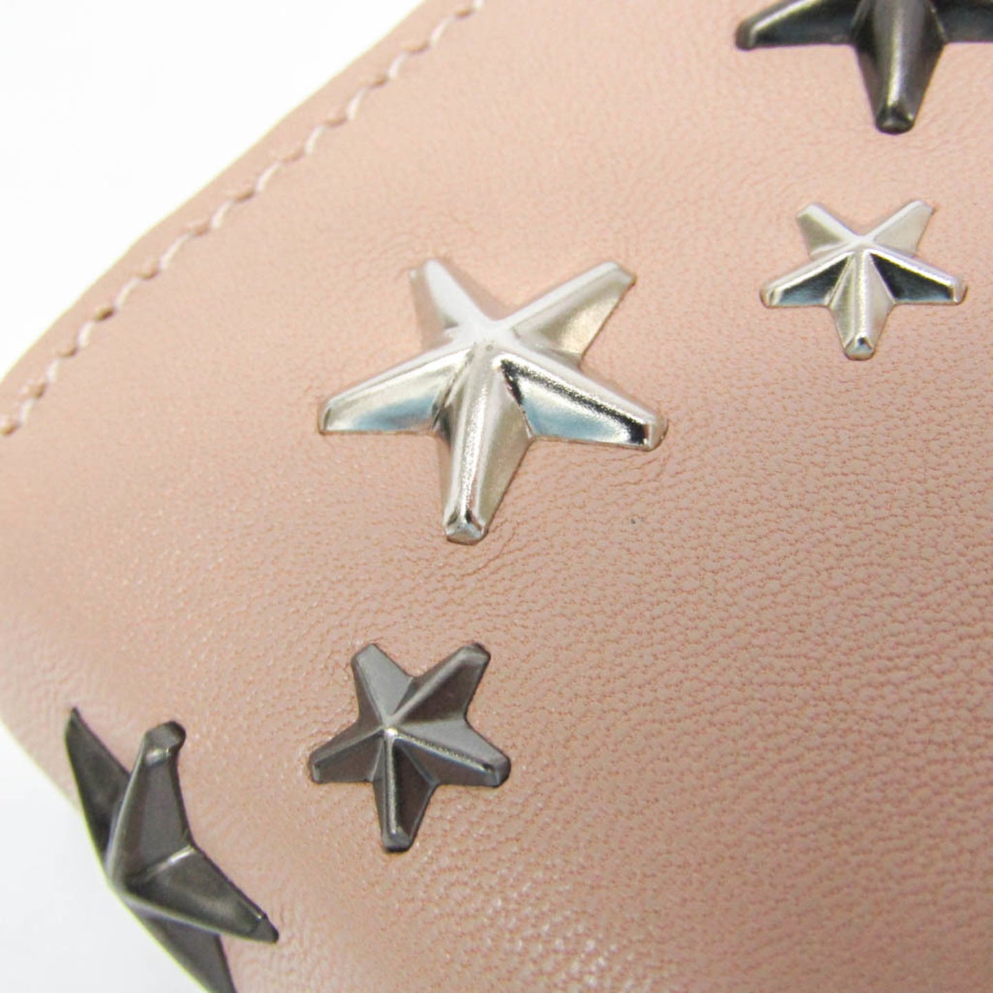 Jimmy Choo NINO J000108501001 Women's Leather Studded Long Wallet (bi-fold) Coral Pink