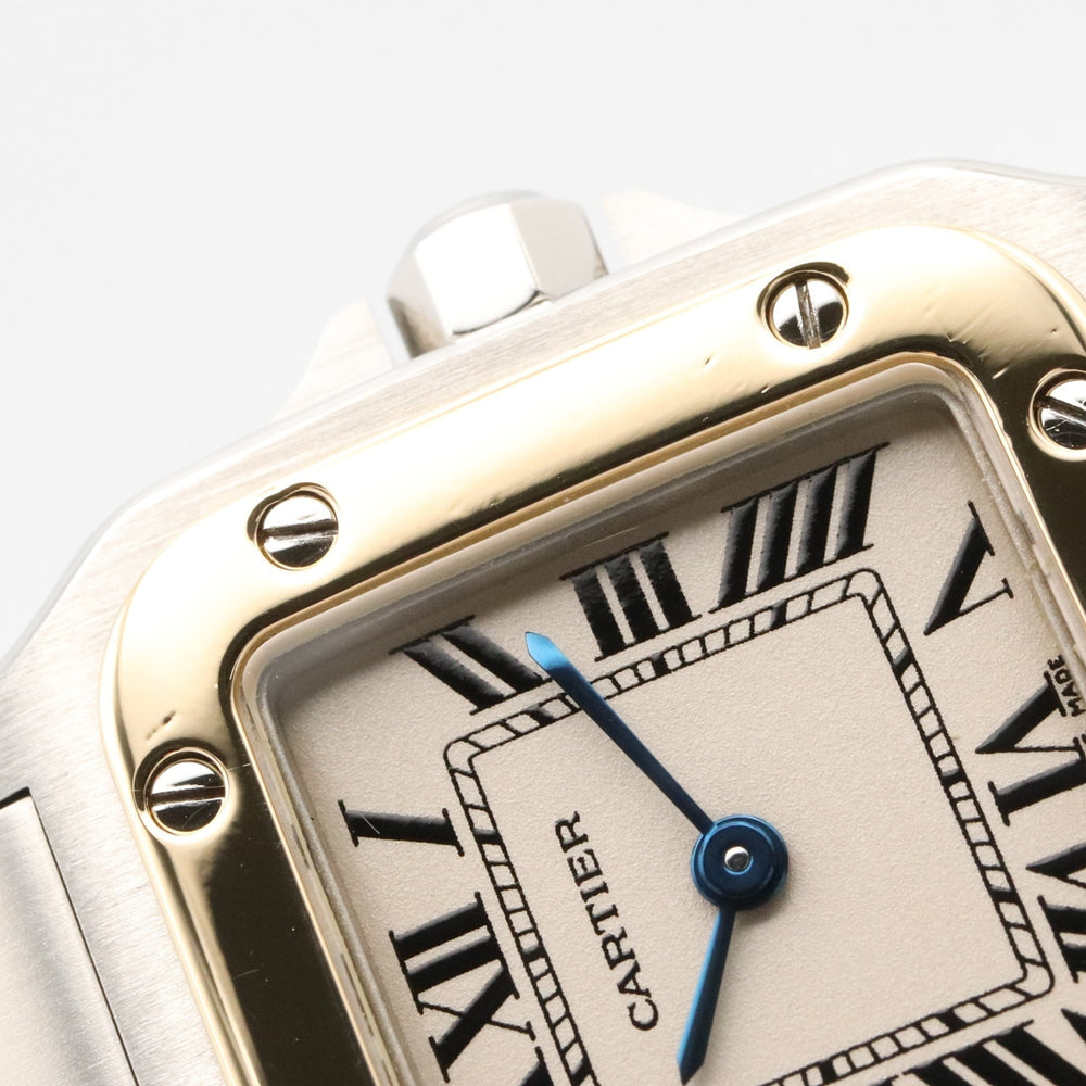 Cartier Santos Galbee SM Watch, 18K (Yellow Gold) Stainless Steel, Ladies, Silver Tone, W20012C4 — Very Good