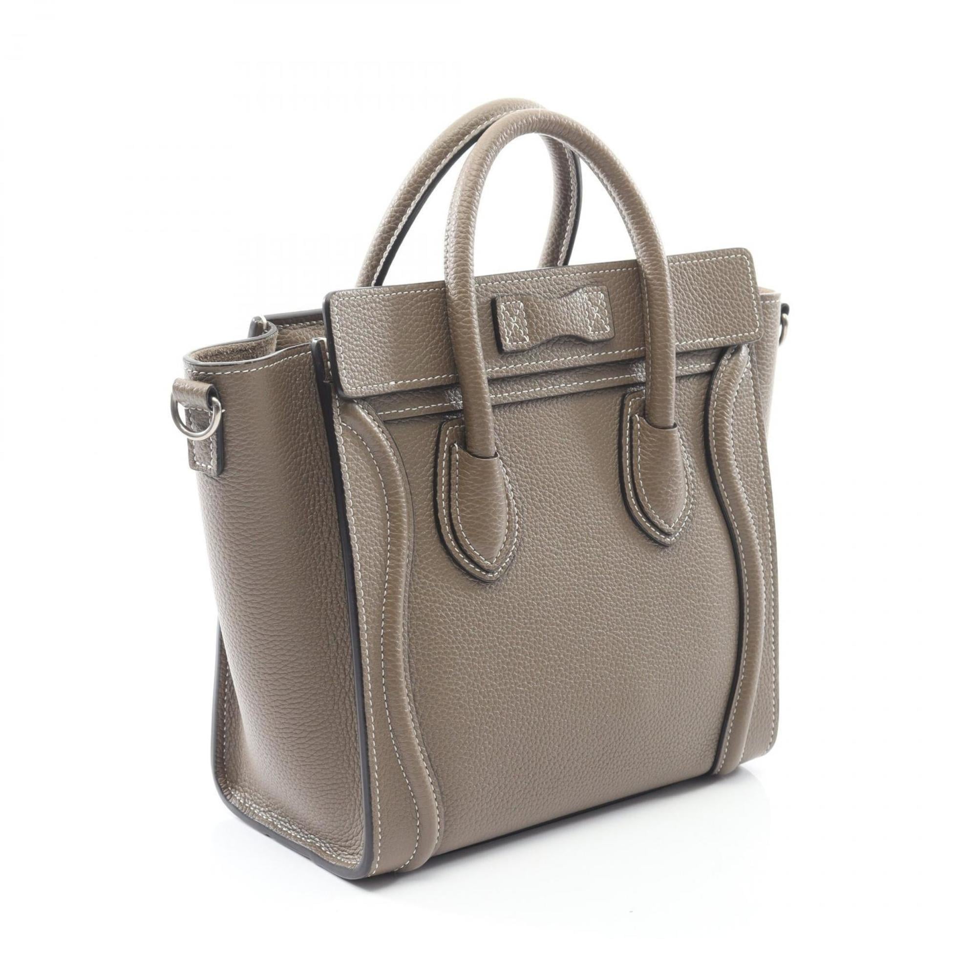 Celine Luggage Nano Shopper Handbag, Leather, Women's, Gray