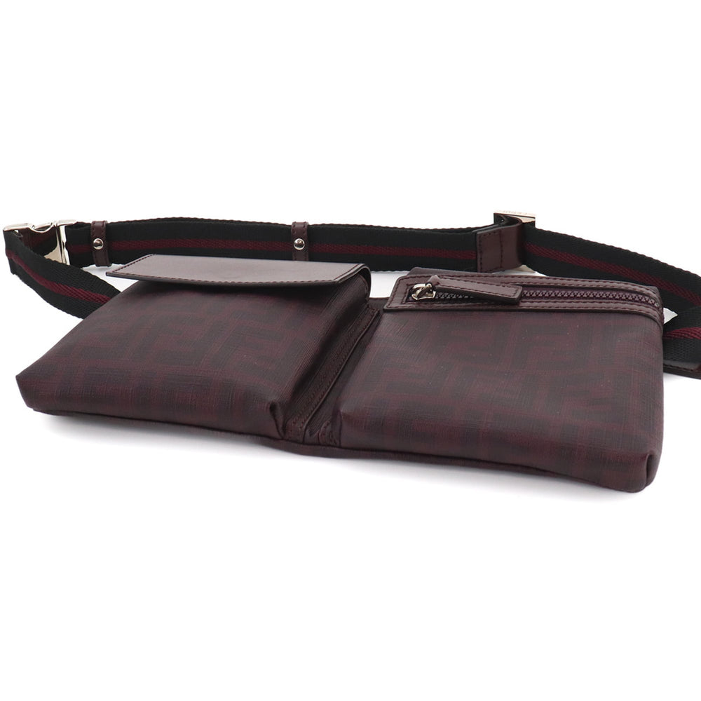 Fendi Zucca Bag, Waist Body Handbag, Leather, Bordeaux, 7VA280, Silver Hardware, Belt Bag — Like New