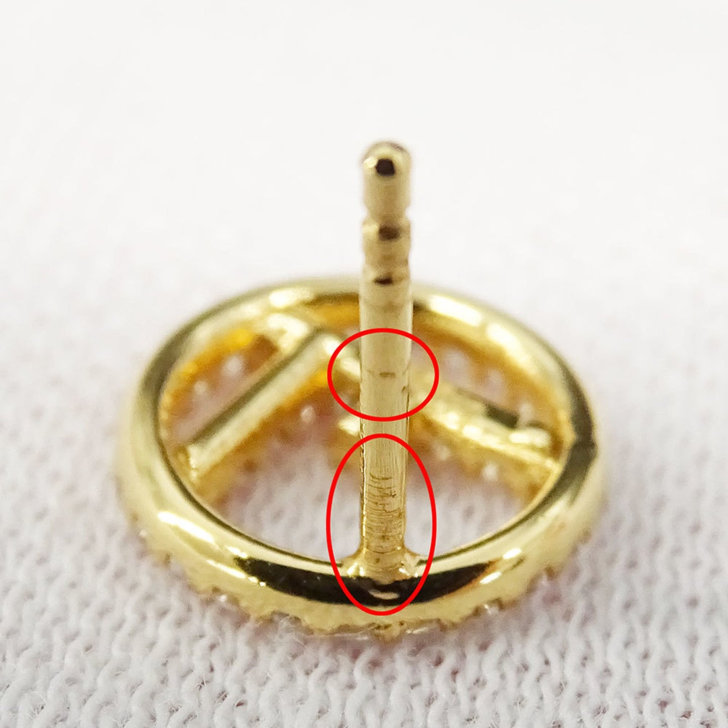 Fendi FENDI Women's Earrings, Brand F's, Rhinestone, Gold, Accessories, Binaural